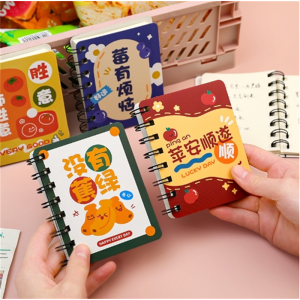 可爱文字侧翻线圈本 学生单词手账小本子口袋迷你A7记事本
