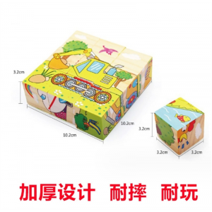 儿童早教智力玩具 木质六面画立体拼图 宝宝拼图积木 婴儿木制