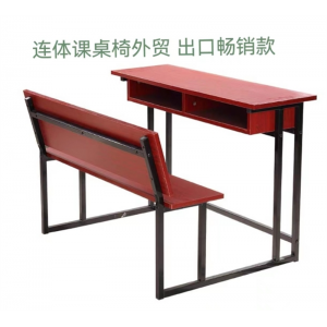 双人连体课桌椅学生书桌外贸出口学生课桌椅学校联排桌椅写字桌