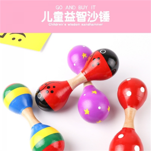 批发奥尔夫乐器小号双头沙锤 沙球 15cm系列 儿童木制益智玩具