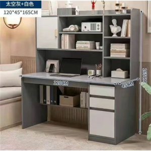 书桌带书架电脑桌学生学习写字桌子办公桌家用卧室床边带椅子桌子