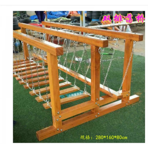 幼儿园户外双排九板荡桥室外玩具儿童体感训练器材平衡木质独木桥