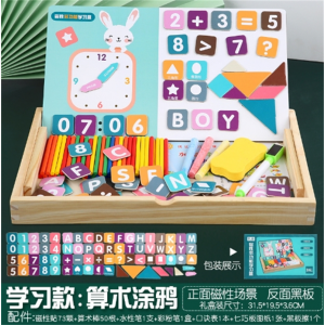磁性学习款算数涂鸦 五官磁性贴磁力拼图换装幼儿园木质玩具男孩女孩儿童早教益智人物
