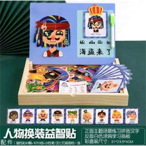 磁性彩盒款人物换装 磁力拼图换装幼儿园木质玩具男孩女孩儿童早教益智人物五官磁性贴