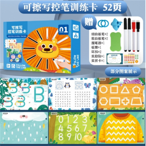 阶可擦写卡通控笔训练卡礼盒装 控笔训练幼儿园儿童可擦运笔专注力训练趣味玩具逻辑思维益智早教