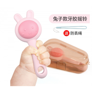 婴儿摇铃玩具可啃咬水煮小沙锤早教追视抓握训练新生儿手摇铃沙锤
