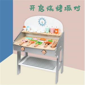 烧烤架 新款热卖儿童过家家BBQ-仿真烧烤台套装烧烤炉亲子互动木制玩具