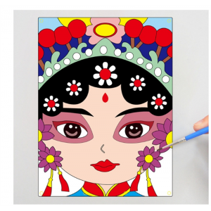 科学实验DIY 涂色木质戏剧脸谱套装美术绘画教室走廊儿童手工挂饰