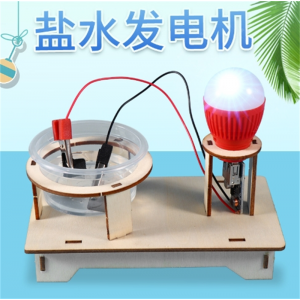 科技小制作盐水发电灯泡手工diy益智拼装儿童学生创教具科学实验