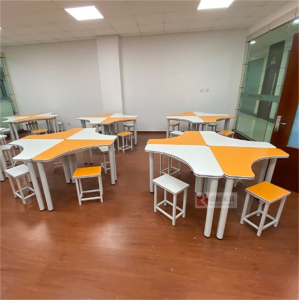 多媒体教室异形培训桌椅学校多功能活动课桌凳阅览室辅导桌微机室