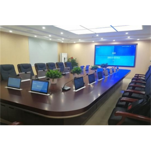 桌面嵌入式无纸化会议系统会议桌面干净整洁高档电动升降科技感强