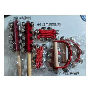 腕铃套装 奥尔夫儿童打击乐器红绒布棒铃手摇铃铃皮手铃摇铃