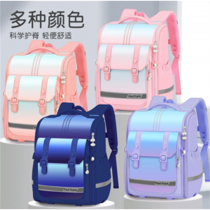 书包批发新款网红渐变书包男女1-3-6年级护脊减负儿童大容量双肩