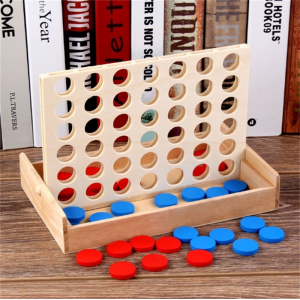 木质四连旗 儿童益智木质早教益智力玩具 木制盒装四连棋四子桌面游戏棋批发