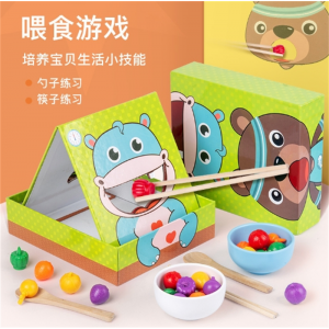 儿童仿真过家家夹珠子喂食游戏精细动作夹筷子锻炼早教益智玩具