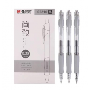 晨光简致按动中性笔0.38mm子弹头学生作业刷题黑色签字笔AGP02310