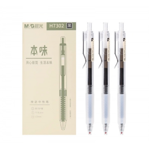 晨光AGPH7302本味按动中性笔0.5mm弹簧笔头学生作业刷题签字笔