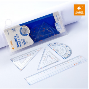 正品20CM加厚套尺四件套直尺三角尺量角器学生办公考试用品