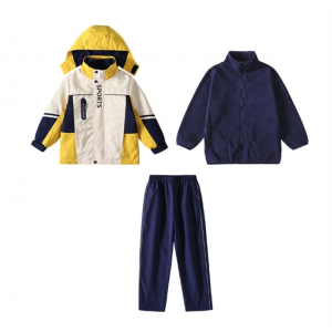冲锋衣三件套 小学生冲锋衣校服班服秋冬套装幼儿园园服儿童冬季