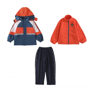 儿童冲锋衣运动套装秋冬装小学生校服春秋装三件套班服幼儿园园服