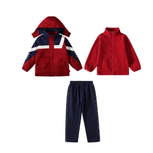 儿童冲锋衣运动套装秋冬装小学生校服春秋装三件套班服幼儿园园服