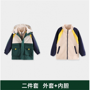 儿童冲锋衣运动套装秋冬装小学生校服春秋装三件套班服幼儿园园服