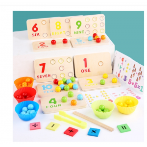木质数字字母夹珠子0-3-5岁宝宝手眼协调训练儿童益智启蒙玩具