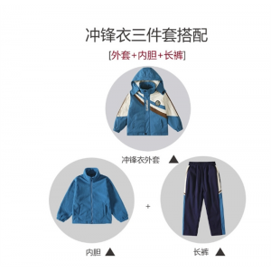 幼儿园园服小学生秋冬可拆卸冲锋衣校服儿童三合一班服防风三件套