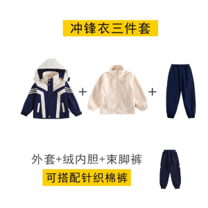 幼儿园园服小学生秋冬可拆卸冲锋衣校服儿童三合一班服防风