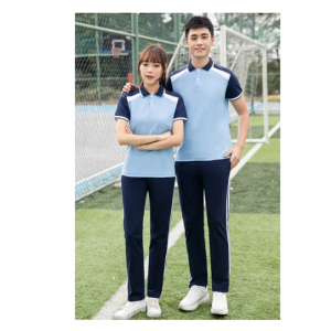蓝色短袖套装 春夏季中小学生校服三件套初中高中生班服套装男女秋季长袖运动服