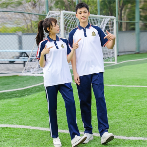 白色短袖+裤子 套装秋季运动会休闲学院风高中学生长袖校服三件套夏季初中生班服