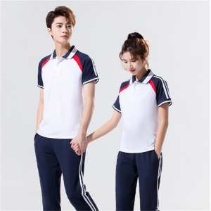 白色短袖+长裤 夏季中学小学生短袖校服运动会儿童短袖班服夏装蓝白高中校服套装