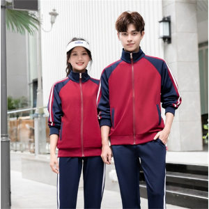 长袖套装 套装初中高中生班服学院风蓝白长袖运动服三件套春秋季中学生校服