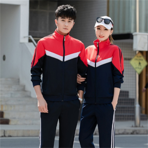 中小学生校服套装南韩丝长袖运动服春秋季白配深蓝高中初中生班服