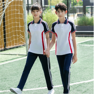小学生短袖校服套装初高中生运动班服毕业照团体校服棉夏季学院风