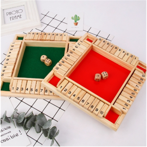 木制四面翻牌骰子棋 数字游戏行洒令玩具 儿童数学加减乘除教具