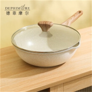 节日礼品厨具礼品德菲摩尔DEPHIMORE德菲摩尔小轻奢30寸炒锅三件套 白色