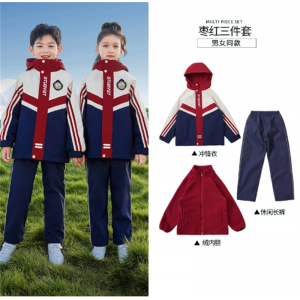 小学生秋冬季校服男女童户外冲锋衣三合一初高中团体班服登山滑雪