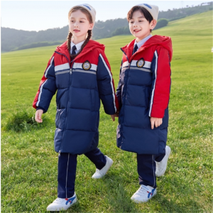 2023冬季新款小学生校服男女孩连帽保暖棉衣幼儿园园服毕业季班服两件套