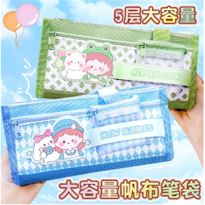 大容量多功能笔袋批发高颜值少女心收纳文具盒双层笔盒