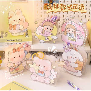 卡通透明亚克力笔筒ins可爱少女心桌面收纳盒 办公中学生文具盒