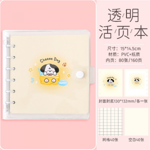 方形透明活页本子批发 卡通加厚笔记本记事本 学生日记本草稿本
