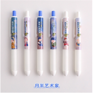 可爱卡通糖果色按动笔 学生大容量中性笔 办公签字笔黑笔批发