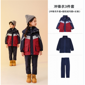 三件套 加绒幼儿园园服小学生校服套装秋季冬可拆卸儿童冲锋衣服班服批发