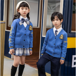 幼儿园园服春秋款三件套儿童校服套装中小学生英伦学院风毛衣班服