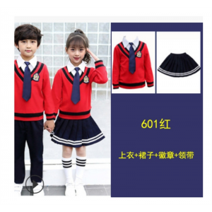 园服秋季新款儿童学院风班服儿童红色表演服小学生英伦风校服套装