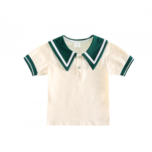 儿童文化衫班服幼儿园园服单件短T韩版单件上衣 英伦风娃娃领衬衫