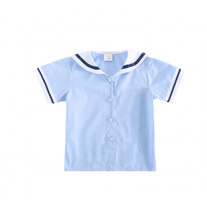 单件短T韩版单件上衣 英伦风娃娃领衬衫儿童文化衫班服幼儿园园服