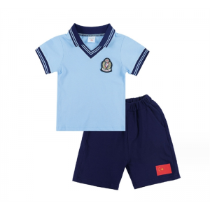 童装幼儿园园服夏装新款儿童休闲班服蓝色短袖套装小学生运动校服