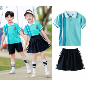 新款绿色春夏四件套校服休闲班服幼儿园园服夏季套装中小学生夏季